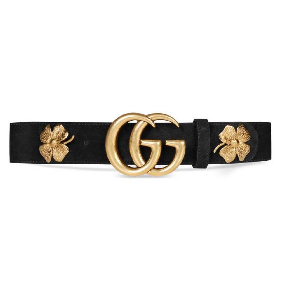 ❤️SOLD❤️ GUCCI CLOVER BELT WITH DOUBLE G BUCKLE - Picture 1 of 8